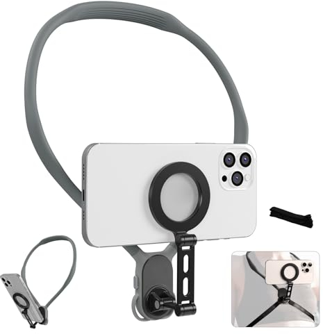 AFAITH Max Supporto Magnetico Selfie per Telefono da Collo,Supporto per Telefono da Collo Ruotabile a 360° per POV VLOG, Supporto Magsafe con Cinghia Fissa per IPhone 15 14 13 12 Android