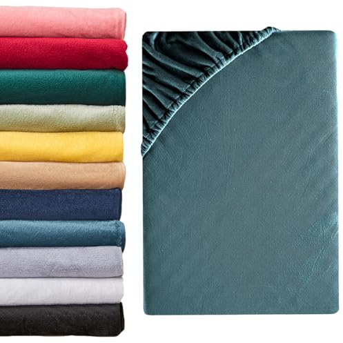 Beqnat Spannbettlaken 90x200cm - 100x200cm 2er Set Winter Teddy Plüsch Bettlaken Flauschig Fleece Spannbetttuch Cashmere Touch Kuschelig Spannleintuch | Farbe: Petrol
