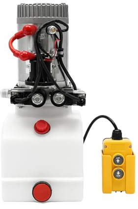 Queeucaer Hydraulic Pump for Dump Trailer, Hydraulic Power Unit 12V, Double Acting Dump Truck Hydraulic Pump Double Acting Hydraulic Pumps Truck
