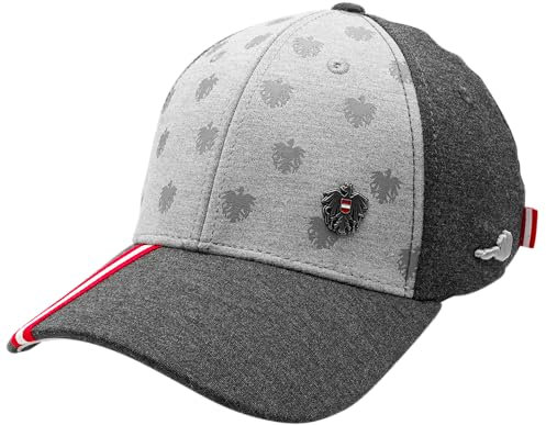 Österreich Adler Stretch Fit Kappe - Stylische Kappe, Verstellbar und Bequem, Atmungsaktiv und Pflegeleicht, Ideal für Freizeit und Sport, Tolles Geschenk - Hellgrau