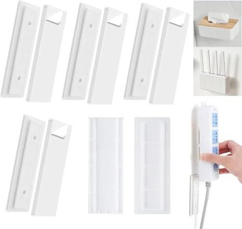 Vintree 5 Auto Adhesivo Fijador Power Strip Soporte para Regleta De Enchufes Montado En la Pared Sin Orificios Se Puede Utilizar En Cajas De PañUelos Enrutadores InaláMbricos Enchufe De Pared Fijo