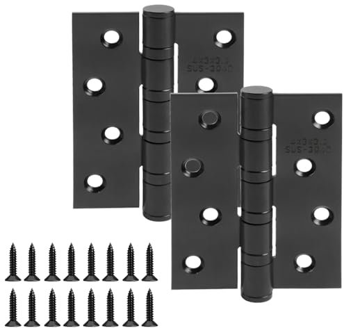 Door Hinges 304 Stainless Steel Ball Bearing Heavy Duty Door Hinges, 4 Inch 102MM, Black 1 Pair