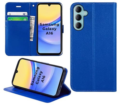 DN-Technology For Samsung Galaxy A16 Case Flip Folio Leather Wallet with Card Holder Book Stand Phone Cover For Samsung Galaxy A16 4G / 5G (BLUE)