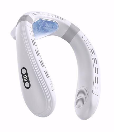 Agihoss Ventilateurs de climatisation de cou qui soufflent un appareil de refroidissement à air froid, ventilateur personnel rechargeable à piles 5200 mAh, 3 + 3 vitesses, parfait pour homme et femme