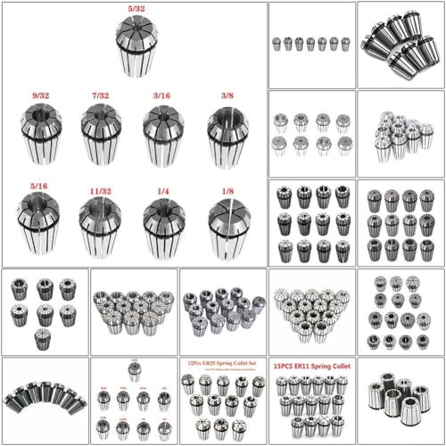 Spannwerkzeuge für Fräser, ER11ER16ER20ER25ER32ER40 Federzangen-Set (12 Stück ER25(1/8-5/8))