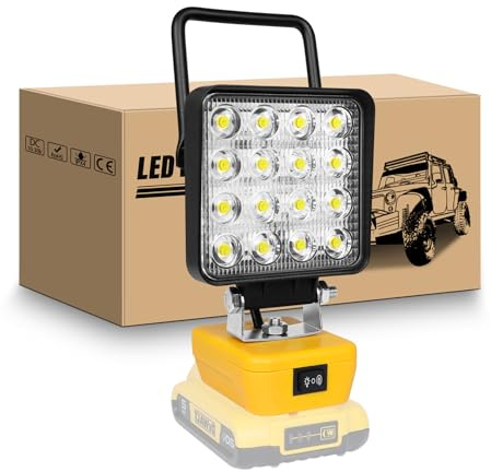 RIGIDON Projecteur LED Rechargeable pour Dewalt Batterie 18V, 48W 4800LM | Sans Batterie, Lampe de Travail LED Sans fil, Portable Projecteur de Chantier pour Garage, Camping, Atelier, Pêche, Urgence