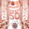 50Geburtstagsdeko, 50 Rose Gold Geburtstag Mädchen Deko,Happy Birthday Girlande Tür Banner, für Frauen Mädchen Geburtstag Deko Geburtstags Party Deko