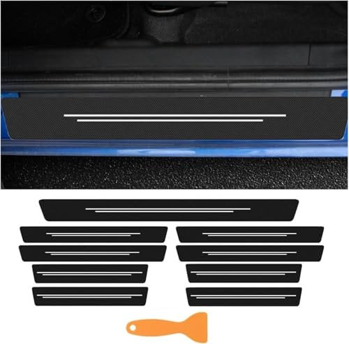 Wjelet 8 Pcs Car Door Sill Protector Strips, Threshold Protector Kit, Car Door Sill Film Protection with 1 Pcs Boot Sill Protector 1 Small Scraper