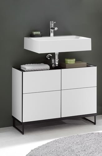 moebel-dich-auf Badezimmer Waschtisch 80 cm Badmöbel Vegas Weiß matt