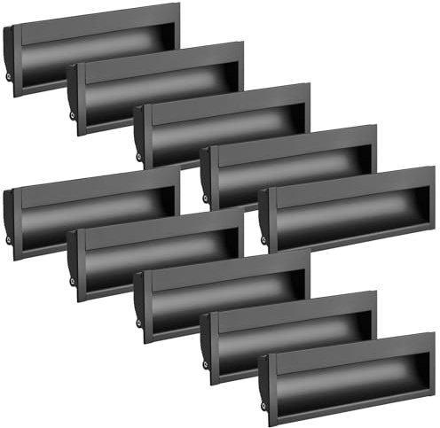 SOTECH 10 Stück Einlassgriffe EL-12 162 x 47,5 mm Bohrlochabstand (BA) 128 mm schwarz matt aus Aluminium Muschelgriffe Möbelgriffe zum Einlassen