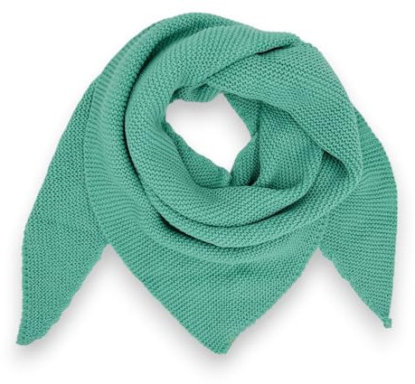 Ziona Strickschal Damen Dreieck Wolle Made Italy Frühling/Herbst Schal weiches Dreieckstuch 170x73cm (Türkis)