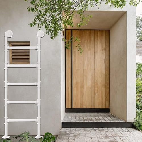 Scala in metallo bianco per letto a castello o villa a soppalco, 269,2 cm, con montaggio a parete, cantina o finestra del garage, accesso al pozzo interno, scala retrattile da 2,8 m