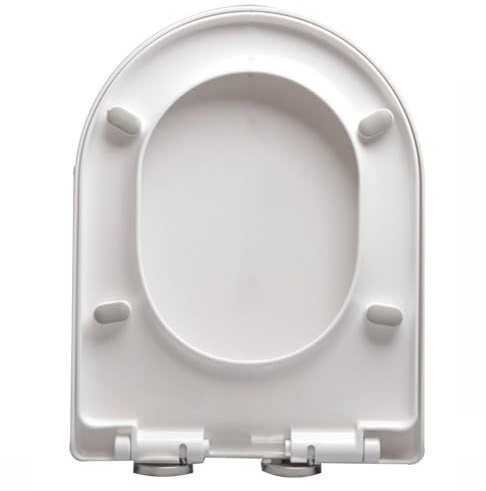 Giural Toilettendeckel mit Absenkautomatik, WC Sitz aus PP, Klodeckel mit 360° Verstellbaren Scharnieren, V/D/U-Form Toilettensitz, WC Deckel mit Quick-Release, Klobrille Weiß,42x33.5cm
