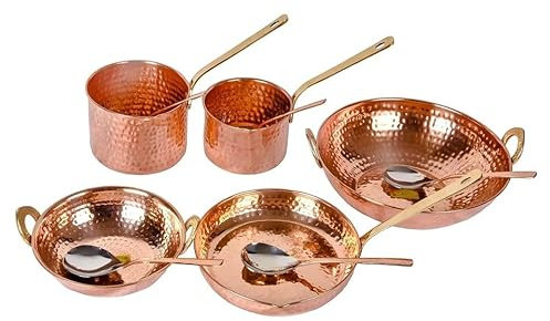 Pure Copper Cookware Set 10 Piece Set with Serving Spoon