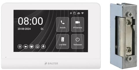 Nonic Balter ENTRI WLAN 7 HD Farb-LCD Touchscreen 2-Draht App Steuerung & Interkom Monitor Dorcas D-45.N/Flex Elektrischer Türöffner ohne Entriegelung für Video Türsprechanlage