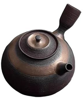 SOBOLON Hervidor de Viaje Tetera de cerámica Hecha a Mano con asa Lateral, Estufa té Retro for el hogar, Alcohol, Caliente Tetera Verde(B)