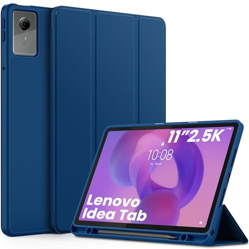 EasyAcc Custodia per Lenovo Idea Tab 11 Pollici Tablet 2025 con portapenne TB-336ZU TB-336FU, Ultra Sottile con Funzione Stand Slim PU Pelle Protettiva (Blu marino)