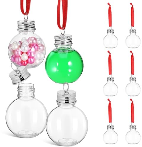 Healifty Weihnachts-SaftbehäLter 10Er Set Transparente GlüHbirnenföRmige GeträNkeflaschen Aus Pet Auslaufsichere SüßIgkeitenflaschen Und HäNgende Christbaumschmuck FüR Festliche Dekoration