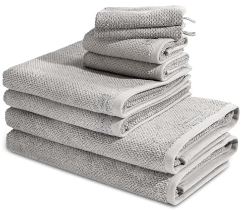Ross - 8 teiliges Frottier-Set - Selection Bio-Baumwolle (2 X Wasch- 2 X Gäste- 2 X Dusch- 2 X Handtuch im Set) - 540 g/m2 - Baumwolle - Frottee - saugstark - weich und flauschig - Kiesel