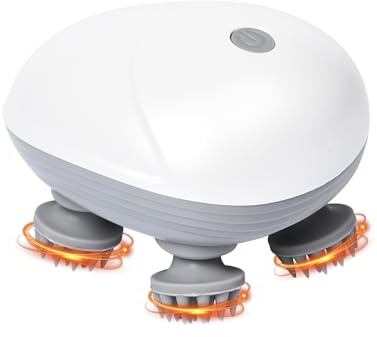 Pumwoy Kopfmassagegerät Elektrisch IPX7 Wasserdicht, Kopfhaut-Massagegerät 4 Massageköpfen 3 Massagemodi, Katzen Massagegerät für Ganzkörpermassage Hundekörper Haarwachstum,Entspannung Tiefenreinigung