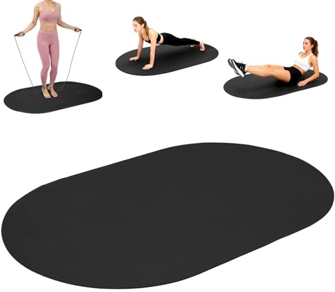 petour Jump Rope Mat 141 x 91cm Larger Exercise Fitness Mat Indoor Outdoor | Non-slip Skipping Mat, Workout Shock Absorbing Mats, Oval Design 7mm Skipping Rope Pad Exercise Mat for Home Gym Flooring