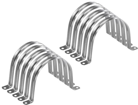 QUARKZMAN 10pcs Abrazaderas Conduit 4 5/16 Pulgadas 110mm Abrazadera Tubo U | M110, Correa Tubo Rígido, Acero Inox, Soporte En Forma U, Con Dos Agujeros, Para Fijación Tubos Mangueras