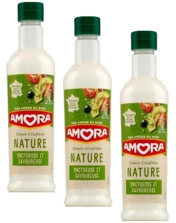 AMORA - Sauce Crudites Nature - onctueuse et savoureuse - fabriquée à Dijon - 380ml (Lot de 3)