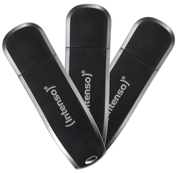 Intenso Speed Line - Memoria USB (3 x 32 GB, 3,2 Gen, 1 x 1, Multipack de | Unidad flash USB A rápida con velocidad de lectura de 70 MB/s para PC y Mac, paquete de 3 unidades en negro para copia de