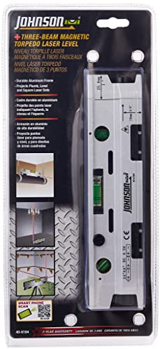 Johnson Level & Tool 40-6184 Magnetic Torpedo Laser Level, Silver & Black, 1 Laser Level