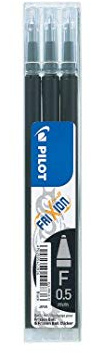 Pilot 2276001 °F Refill Frixion Clicker Thickness 0.5 mm Set of 3, Black