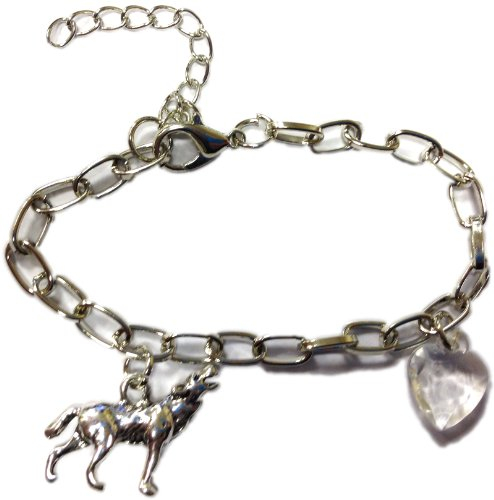 Twilight Inspiriert Bella Wolf und Herz Armband, Größe M 17 cm