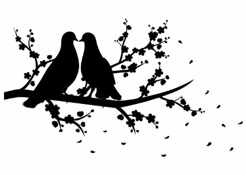 Wandtattooladen Wandtattoo - Tauben-Paar Größe:40x23cm Farbe: königsblau