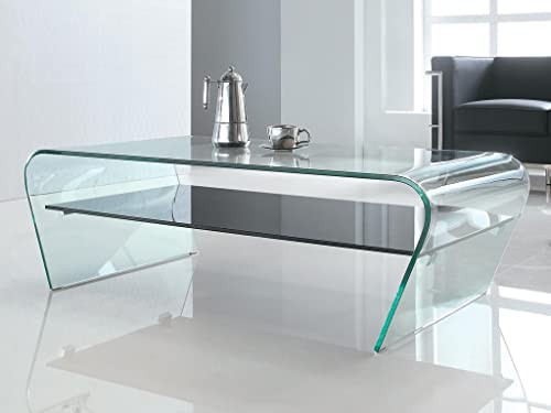 Vente-unique - Table Basse - Verre trempé - Tablette Noire laquée - Kelly