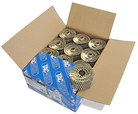 Tacwise 0820 Type 2.7 x 75 mm Extra Galvanised Flat Top Coil Nails, Diamond Point, Ring Shank, 16° Inclined, Wire Collated, Pack of 6,000, Gold