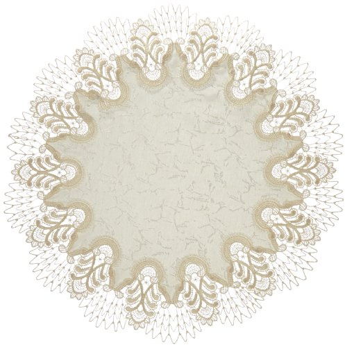Plauener Spitze 4048E_11_46 Tischdecke Oslo E, Größe 46 cm, rund | No. 4048E_11_46, Made in Germany