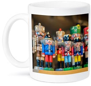3dRose Wooden Nutcrackers, Christmas Market, Mainz, Germany Ceramic Mug, 15 oz, White, 11.43 x 8.45 x 12.7 cm