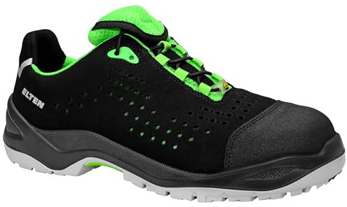 ELTEN Sicherheitsschuhe Impulse Green Low ESD S1PS, Damen und Herren, Textil, Kunststoffkappe (Leichter als Stahlkappe), leicht, sportlich 38, Schwarz-Gr�n