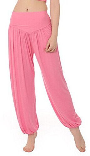 MEISHINE® Donna Modal Elastico Yoga Pantaloni Harem Pantaloni Fitness Pantaloni Pilates Pantaloni Danza Pantaloni Workout Pantaloni Sportivi Pantaloni Jogging Pantaloni (Size M, Rosa)