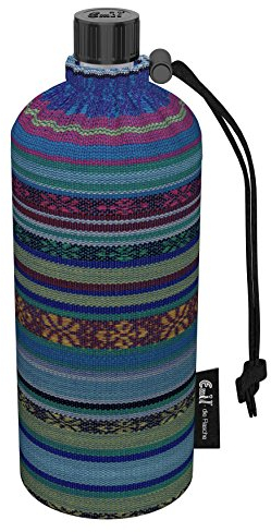 Emil Trinkflasche aus Glas für Mädchen & Jungen isolierte Glasflasche für Schule, Freizeit, Sport: Kinder & Eltern BIO Aztek 0,4l