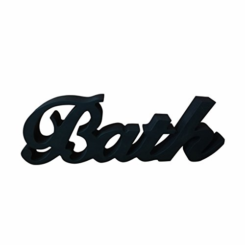 CVHOMEDECO. Rustikale Vintage Holzworte Zeichen freistehende Badewanne, Badezimmer/Hauswand/Türdekorationskunst (Schwarz 2)