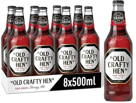 Old Crafty Hen Ale 500ml Bottles – 8 Pack | Rich & Fruity English Ale with Malty Sweetness & Oak Aged Notes | Premium British Beer