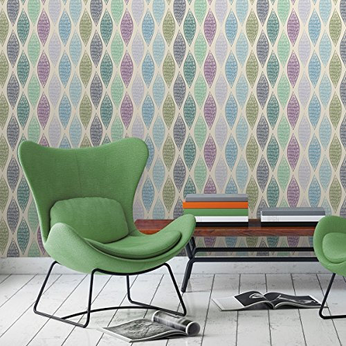 Moderne Designer Tapete Regenbogen Waben mit bunten Farben, grün passt zu Farrow and Ball Farben- Vlies Tapete Grafisch - zeitlose GMM Design Dekor für schöne Räume (H: 3m B: 46,5cm)