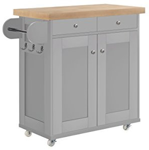 LPD Portland 2 Door 2 Drawer Kitchen Island - White Soft Grey Black#Grey