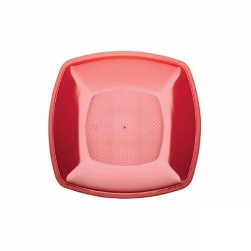 Gold Plast Piatti 18 cm Fondo Quadrato Rosso Trasparente 12 Pezzi