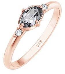 Elli Ring Damen Schlicht Elegant mit Kristalle in 925 Sterling Silber