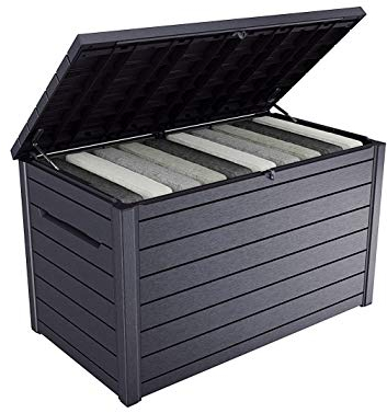 Koll Living Garden XXL Gartenbox mit gewaltigen 870 Liter Fassungsvermögen - trockener und belüfteter Stauraum für viele Gartenutensilien (Anthrazit)