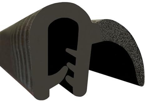 Goma estanqueidad Universal 5m para junta de puerta, adaptable para CITROËN, sellado puerta caravana, naval, maquinaria agrícola etc. Rango para sujeción 2-3 mm, NEGRO