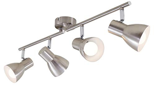 Briloner Leuchten Deckenleuchte, Deckenspot, Strahler dreh-und schwenkbar, 4x E14, max. 25 Watt, Retro, Matt-Nickel, 605x80x150mm (LxBxH)