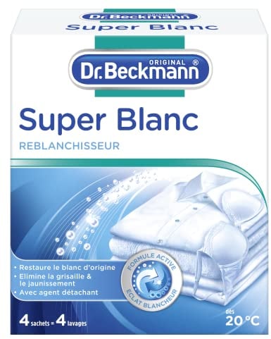Dr. Beckmann - Poudre Sachet Super Blanc reblanchisseur - 4 Sachets X 40g [L'emballage peut varier]