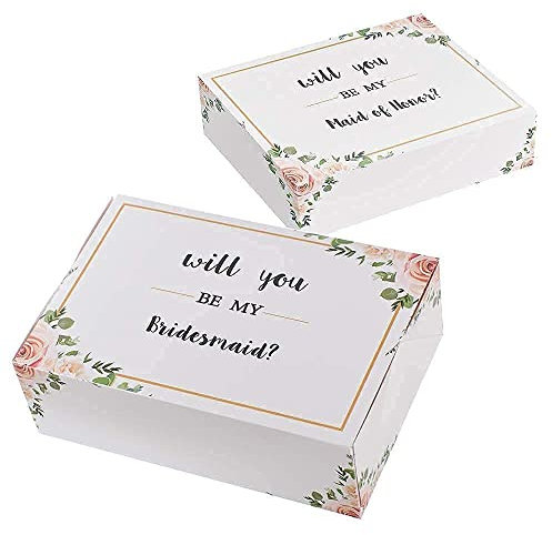 Brautjungfern-Antragsbox 6er Set, 1 Trauzeugin Antragsbox und 5 Will You Be My Bridesmaid Boxen für Brautjungfer Geschenke